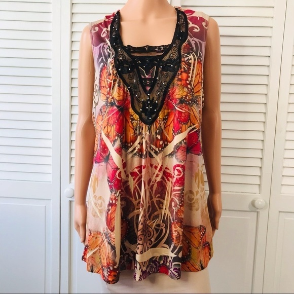 APT. 9 Multicolor Sleeveless V-Neck Blouse Size 1X - Picture 1 of 9